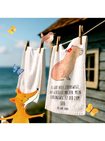 Mr. & Mrs. Panda Handtuch Capybara Blume mit Spruch in Weiß