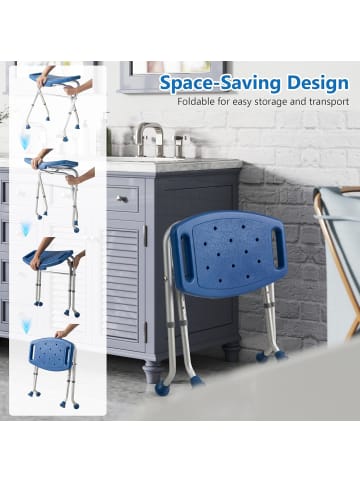 COSTWAY Duschhocker in Blau