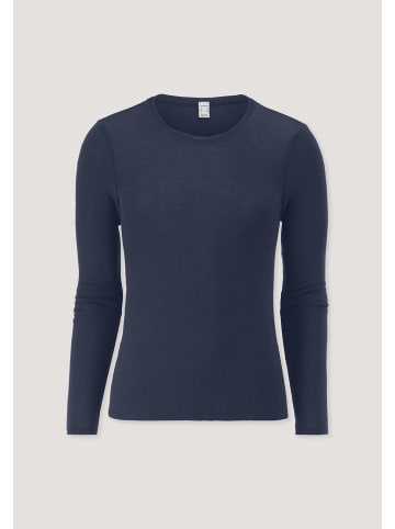 Hessnatur Hessnatur Longsleeve PURE FUNCTION aus Bio-Merinowolle und Seide in graphitblau
