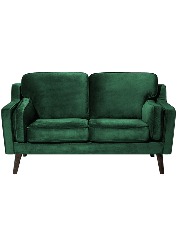 Beliani 2-Sitzer Sofa LOKKA in Grün/Braun - (W) 150 x (H) 85 x (L) 83 cm