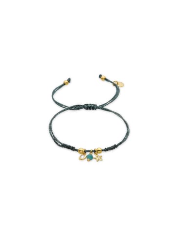 Luxenter Armband aus 925er Sterlingsilber und grünem Kristall, veredelt mit 18K Gelbgold