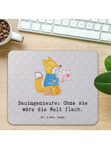 Mr. & Mrs. Panda Mauspad Bauingenieur Held mit Spruch in Grau Pastell