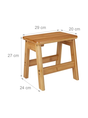 relaxdays Fußbank in Natur - (B)29 x (H)27 x (T)24 cm