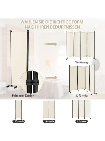 COSTWAY Paravent 4 tlg. 173 cm in Beige