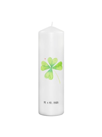 Mr. & Mrs. Panda Kerze Blume Kleeblatt ohne Spruch in Weiß