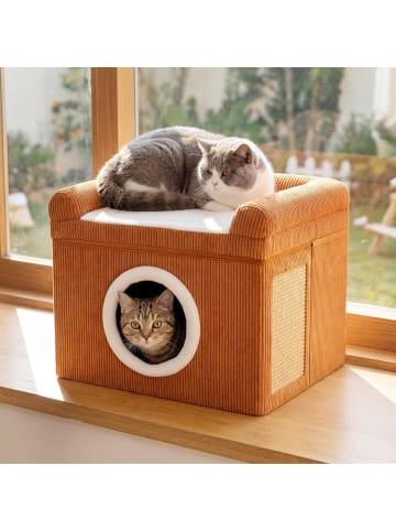 COSTWAY Katzenhaus faltbar 49 x 41 x 39 cm in Braun