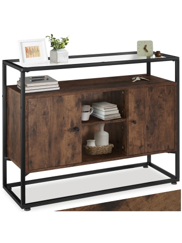 tectake Flurschrank, 100 x 38 x 80,5 cm Holz und Stahl, Glasplatte