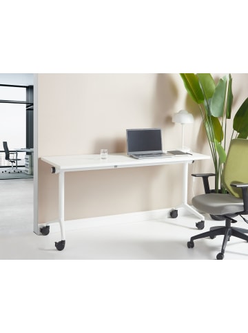 Beliani Zusammenklappbarer Schreibtisch CAVI in Weiß - (W) 160 x (H) 75 x (L) 60 cm