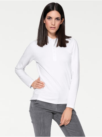 Heine Langarm-Poloshirt in weiß