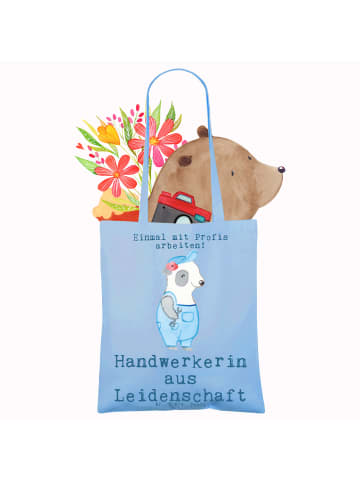 Mr. & Mrs. Panda Shopper Handwerkerin Leidenschaft mit Spruch in Sky Blue