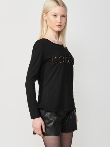 KOROSHI Langarm-T-Shirt in SCHWARZ