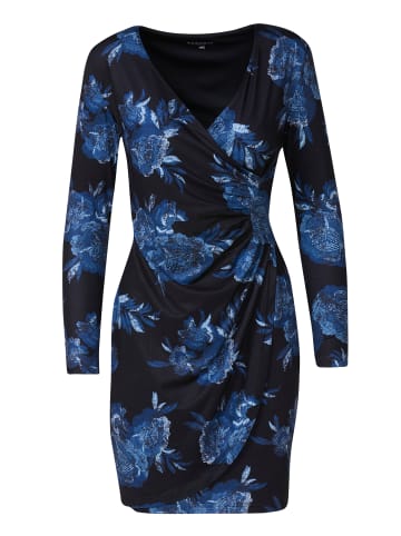 KOROSHI Kurzes bedrucktes Minikleid mit langen Ärmeln in SCHWARZ