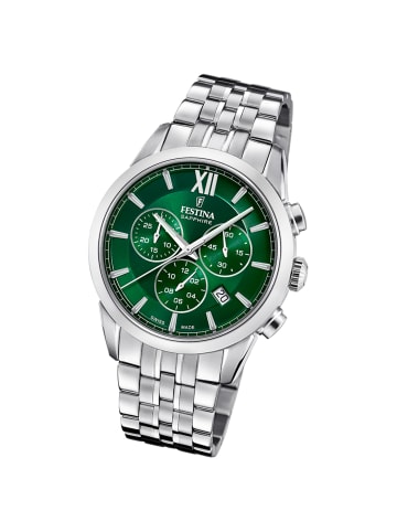 Festina Chronograph-Armbanduhr Festina Swiss Made silber groß (ca. 41mm)