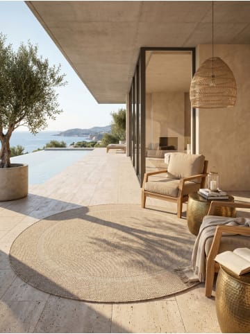 KADIMA DESIGN Teppich Outdoor Waschbar Einfarbig ALSTER Strapazierfähig OEKO-TEX in Beige