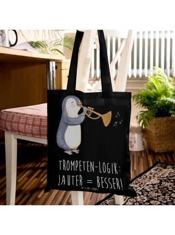 Mr. & Mrs. Panda Tote Bag Trompeten Weisheit mit Spruch in Schwarz