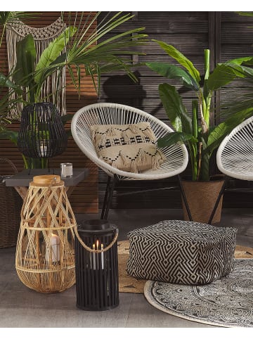 Beliani Laterne LUZON in Schwarz/Beige - (W) 21 x (H) 40 x (L) 21 cm