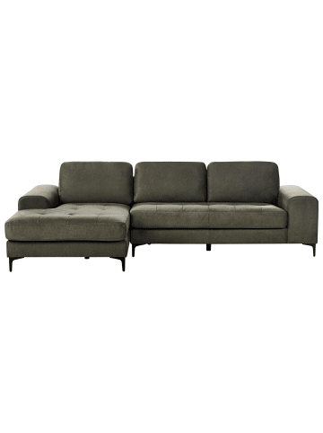 Beliani Ecksofa KIRUNA in Grün/Schwarz - (W) 290 x (H) 86 x (L) 148 cm rechtsseitig
