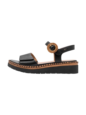 Tamaris Ledersandalen Keilabsatz Comfort Schwarz