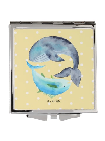 Mr. & Mrs. Panda Handtaschenspiegel quadratisch Walfisch Thunfis... in Gelb Pastell