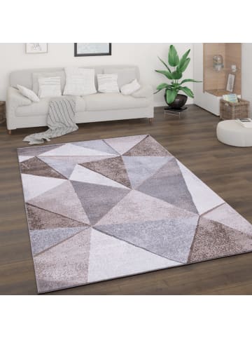 KADIMA DESIGN Teppich Kurzflor Geometrisch Wohnzimmer in Braun-Beige