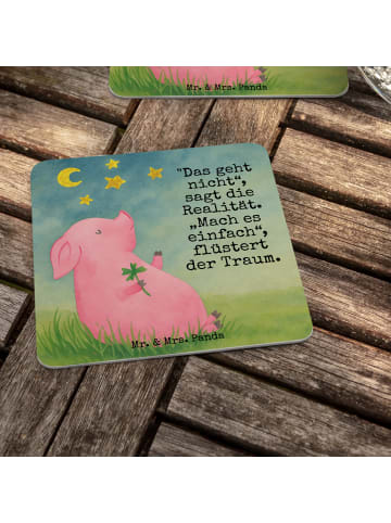 Mr. & Mrs. Panda Tassenuntersetzer Schwein Glück Design mit Spruch in Weiß