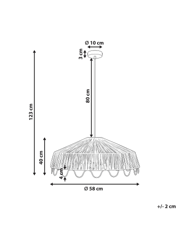 Beliani Pendelleuchten ARENAL in Naturfarben/Schwarz - (W) 58 x (H) 123 x (L) 58 cm
