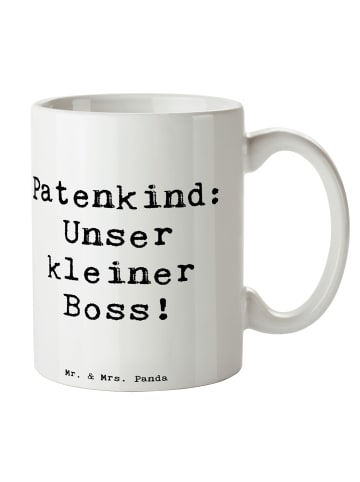 Mr. & Mrs. Panda Tasse Patenkind Boss mit Spruch in Weiß