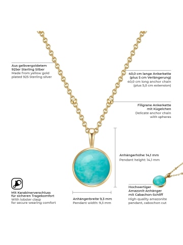 Glanzstücke München Kette aus Sterling Silber mit Amazonit in gelbgold