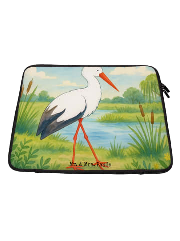 Mr. & Mrs. Panda Laptop Tasche Storch Design ohne Spruch in Weiß