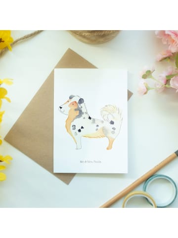 Mr. & Mrs. Panda Grußkarte Hund Australien Shepherd ohne Spruch in Weiß