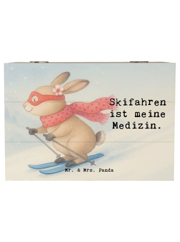 Mr. & Mrs. Panda Aufbewahrungsbox Hase Skifahren Design mit Spruch in Weiß