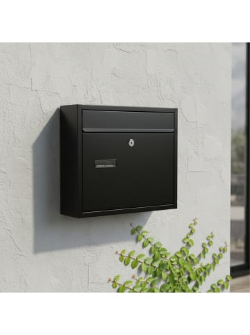 relaxdays Briefkasten in Schwarz - (B)36 x (H)31 x (T)10 cm