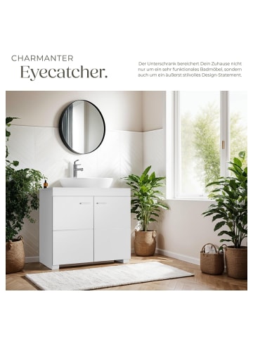 tectake Badezimmerschrank ohne Waschbecken, Belastbarkeit 35kg, 60 x 35 x 56cm