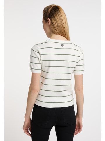 DreiMaster Damen Kurzarm-Pullover in Wollweiss Oliv