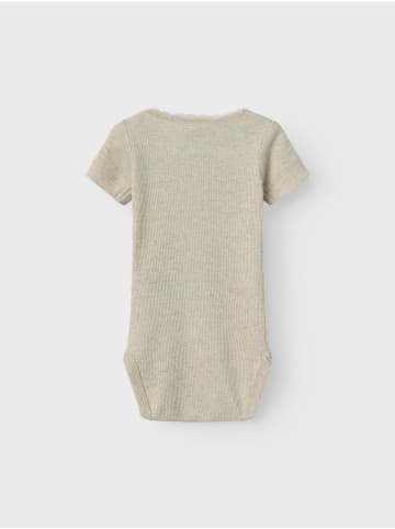 name it Kurzarmbody mit Spitzenbordüre in peyote melange