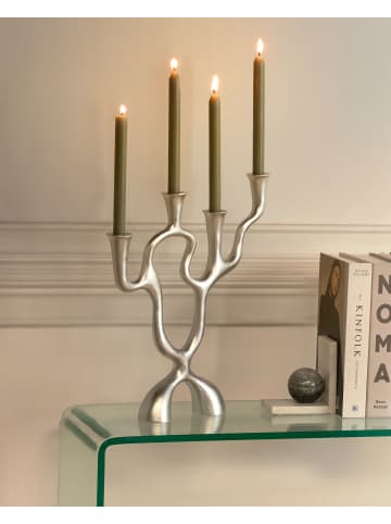 Beliani Kerzenständer FAMOES in Silber - (W) 32 x (H) 41 x (L) 6 cm