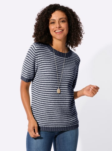 WITT WEIDEN Kurzarmpullover in marine-ecru-geringelt
