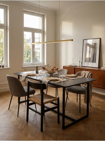 KADIMA DESIGN Esszimmertisch 160x80x76 cm Küchentisch in Marmor-Optik in Schwarz