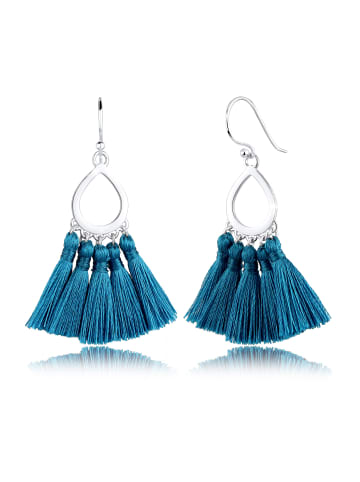 Elli Ohrringe 925 Sterling Silber Boho, Tassel in Blau