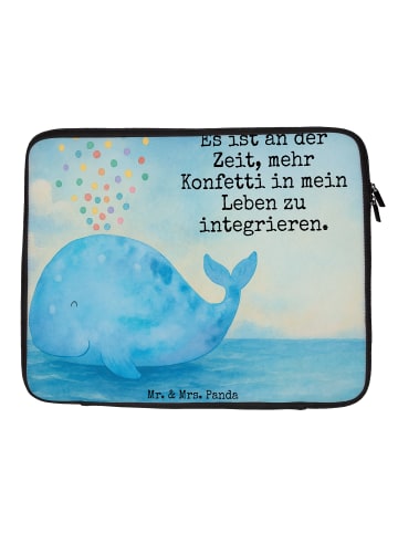 Mr. & Mrs. Panda Laptop Tasche Wal Konfetti Design mit Spruch in Weiß