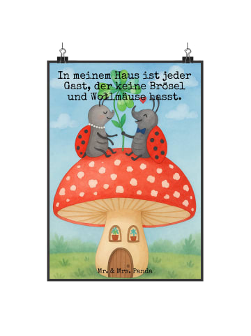 Mr. & Mrs. Panda Bild Marienkäfer Fliegenpilz Design mit Spruch in Weiß