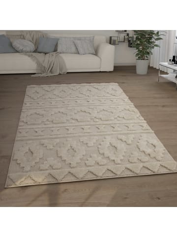 KADIMA DESIGN Hochflor Teppich Shaggy Struktur 3D Schlafzimmer in Creme