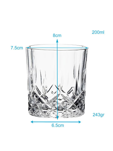 Intirilife 6er Pack Whiskey Glas - 200ml in KLAR