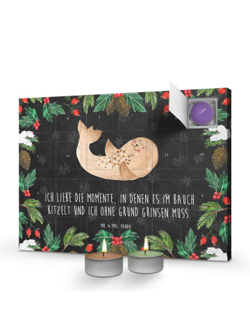 Mr. & Mrs. Panda adventskalender mit kerzen Robbe Liegen mit Spruch in Kreidetafel