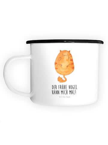Mr. & Mrs. Panda Kaffeebecher Katze Frühaufsteher mit Spruch in Weiß