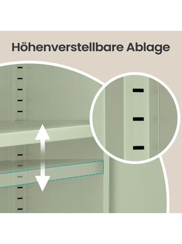 SONGMICS Aktenschrank Bravon in Grün-Eichenfarben - (B)40 x (H)76 x (T)80 cm
