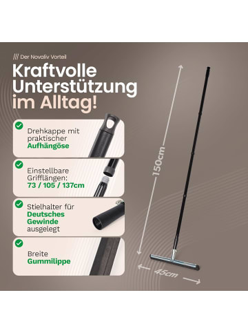 Novaliv Novaliv Wasserschieber Bodenabzieher 45cm mit Stiel 137 cm Duschabzieh in Silber