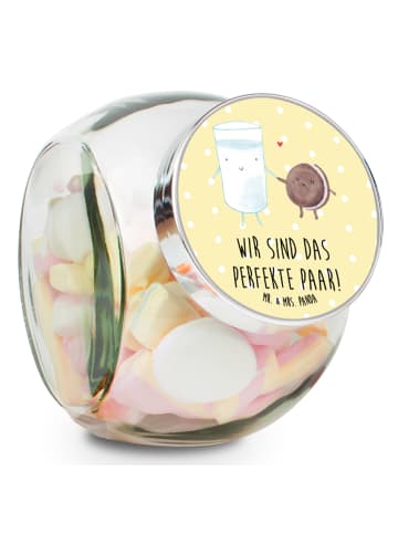 Mr. & Mrs. Panda Vorratsbehälter Milch Keks mit Spruch in Gelb Pastell