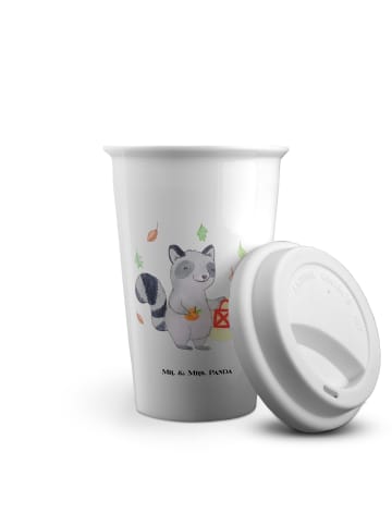 Mr. & Mrs. Panda Thermo Kaffeebecher Waschbär Laterne ohne Spruch in Weiß