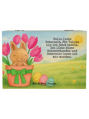 Mr. & Mrs. Panda Box Hase Tulpen Design mit Spruch in Weiß